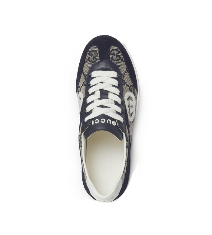 Kids G74 Leren suède sneaker in blauw en beige