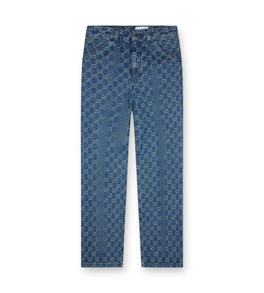 Blue Gucci GG pattern Jeans Kids