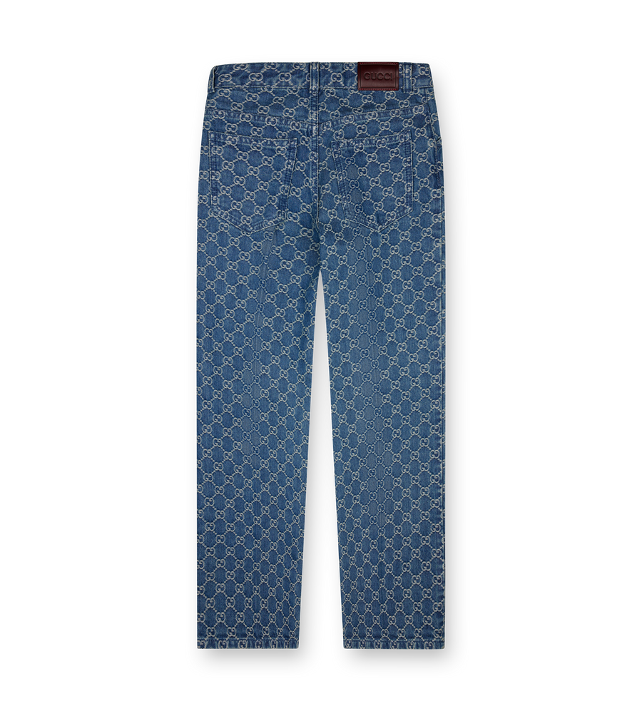 Blue Gucci GG Print Patterned Jeans Kids