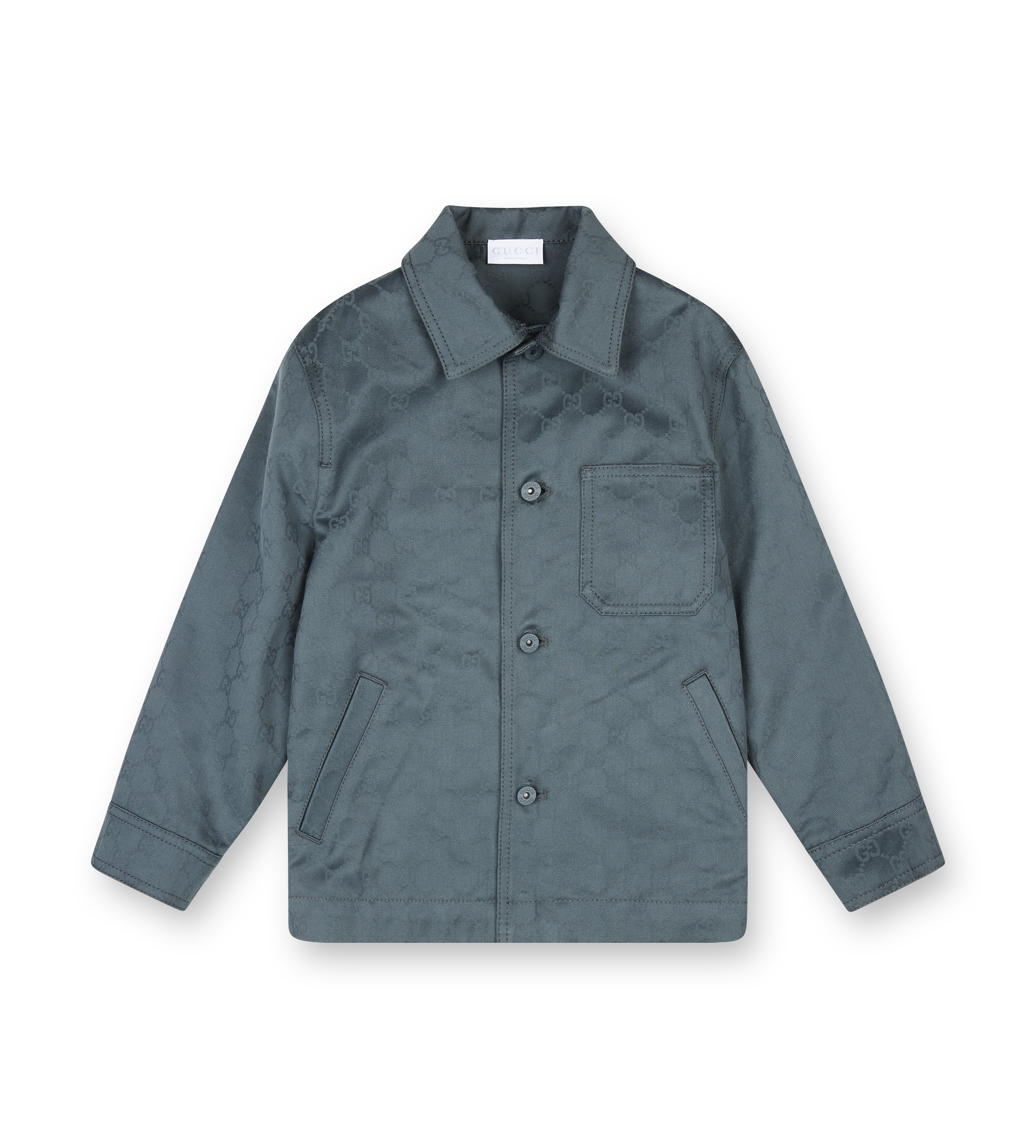 Green jacket with a collar on a white background