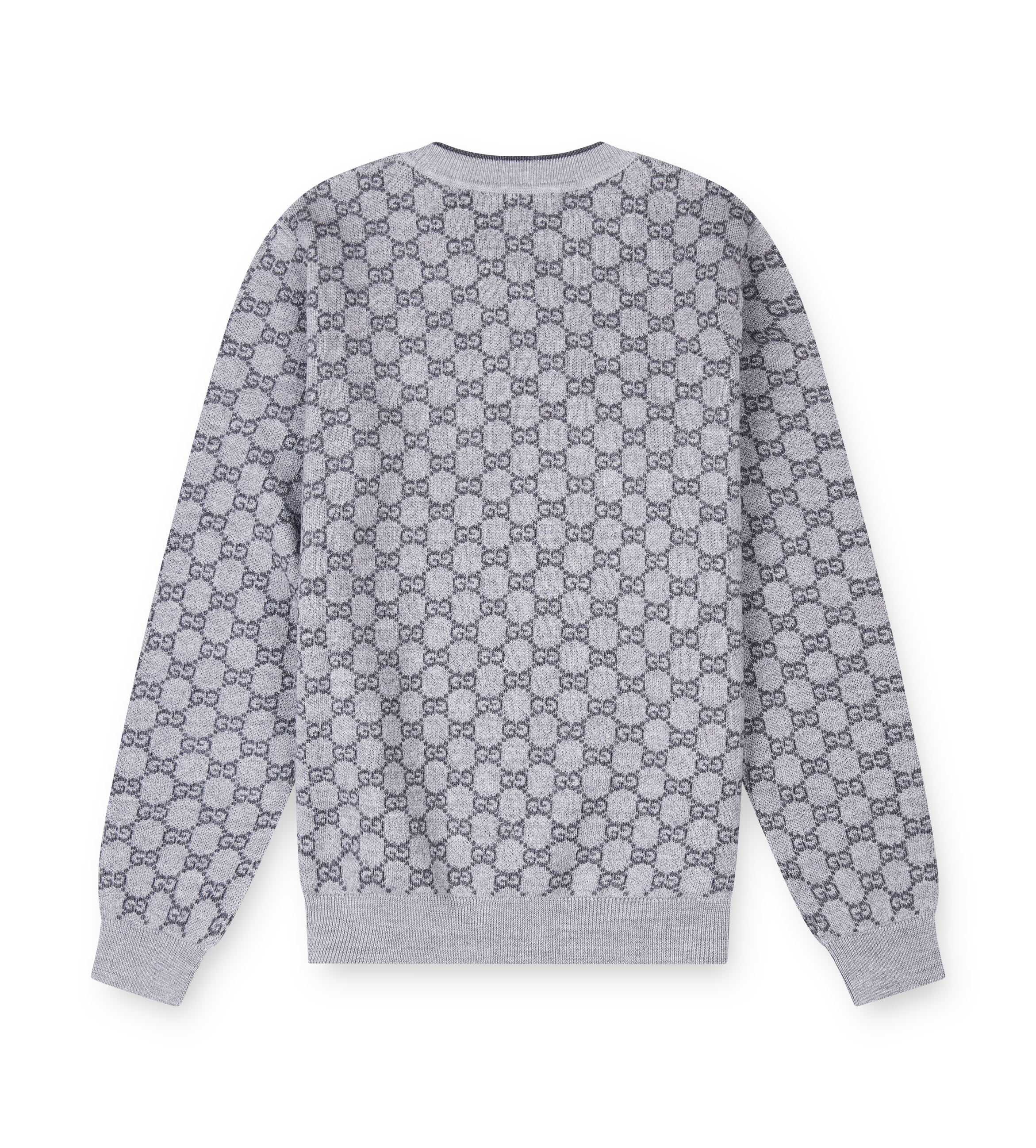 grey gucci crewneck sweater with gg logo print 