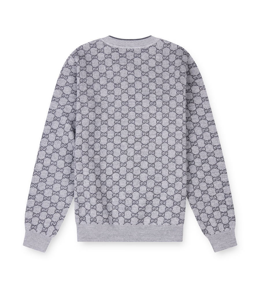 grey gucci crewneck sweater with gg logo print 