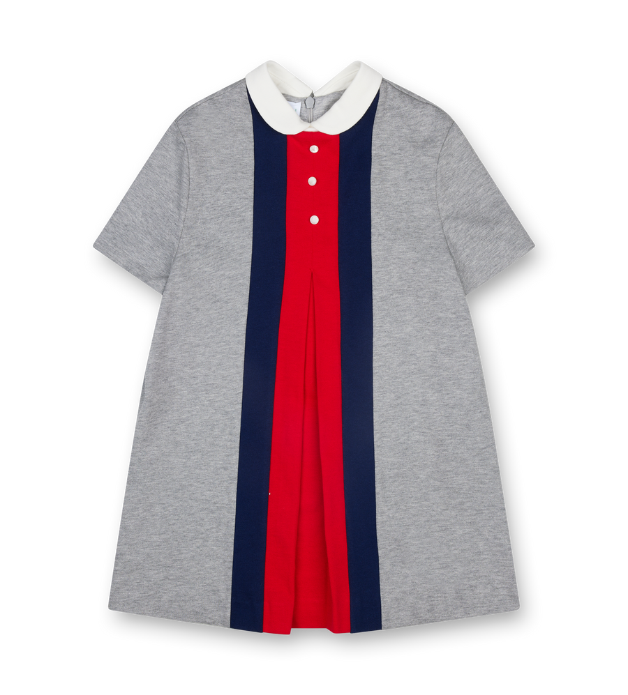 Gucci Heavy Cotton Dress With Web in Light Grey (Kids)