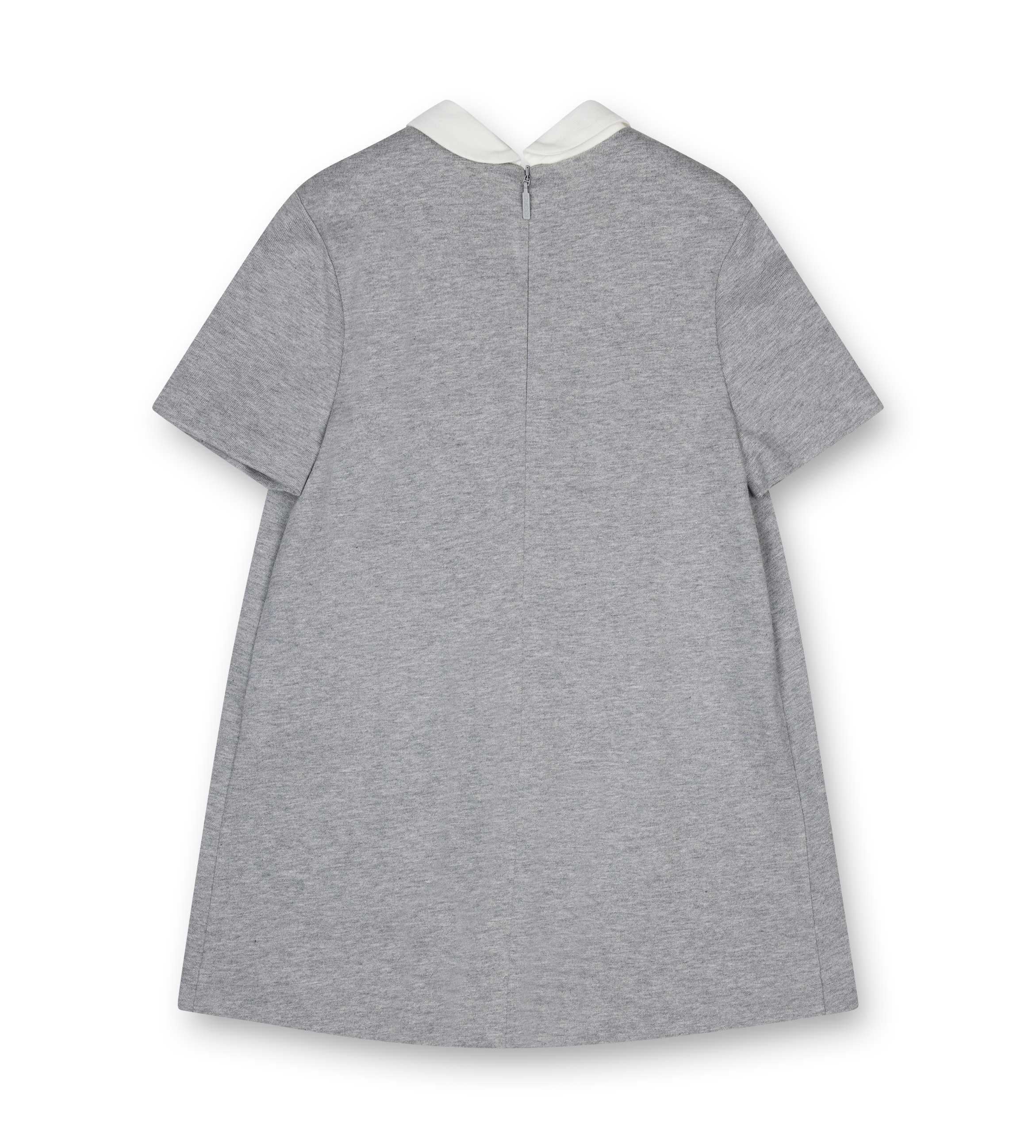 Gray dress with red and navy stripe on a white background