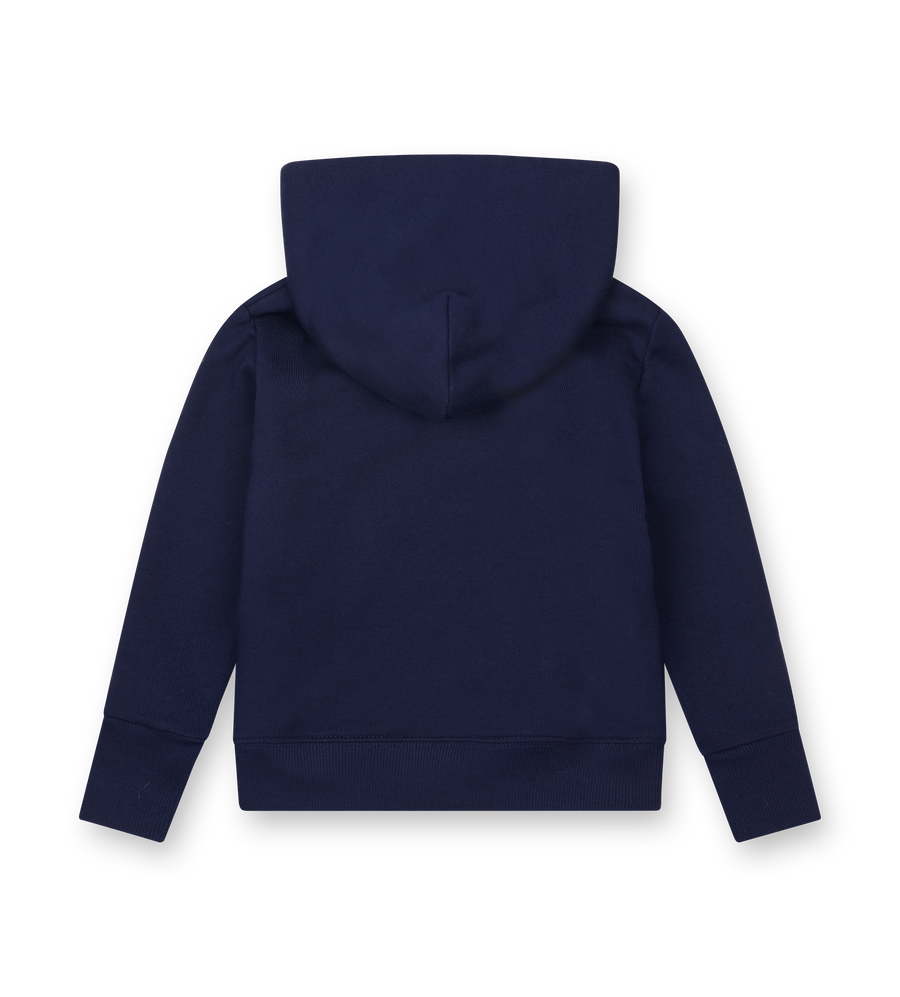 Navy blue hoodie on a white background