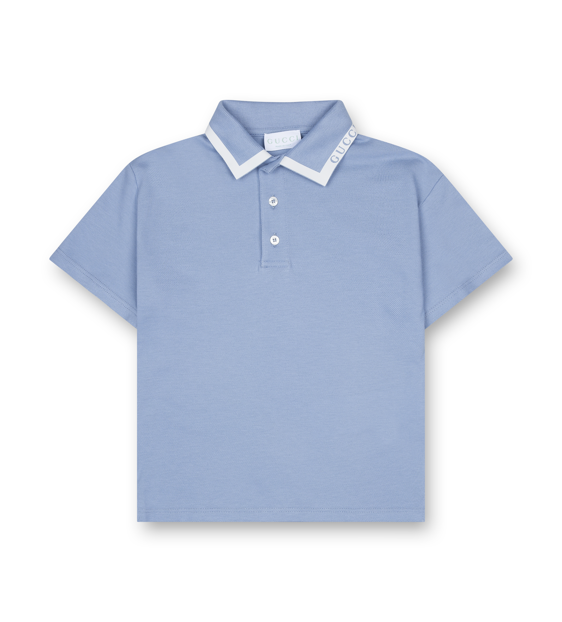 Gucci Printed Collar Cotton Polo Shirt Light Blue (Baby)