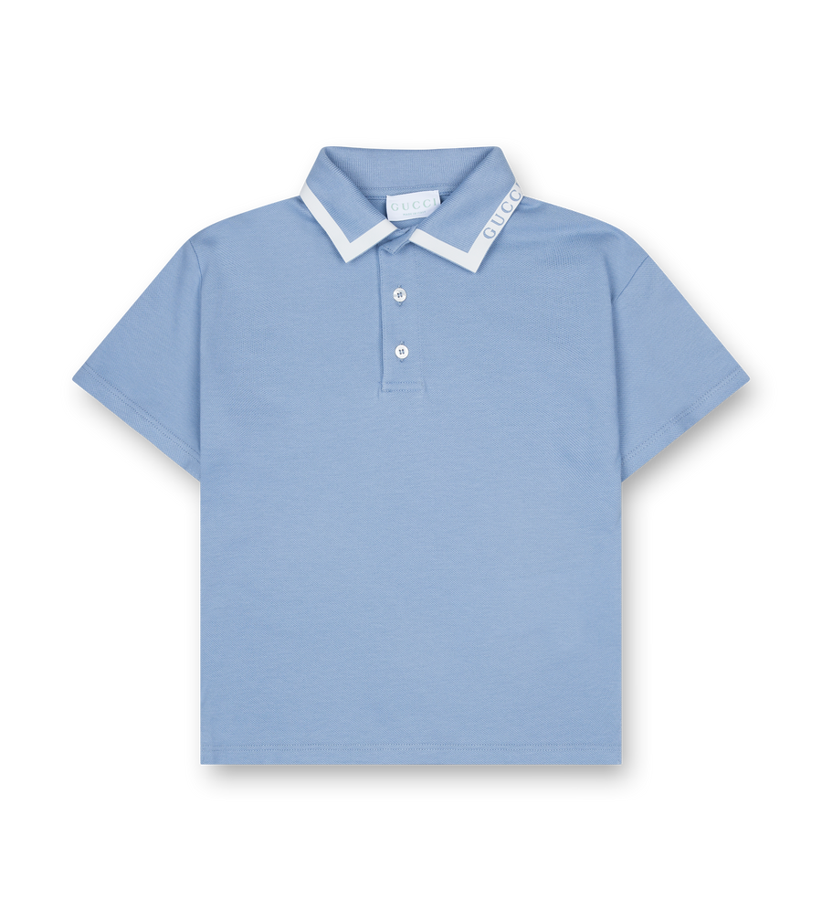 Gucci Printed Collar Cotton Polo Shirt Light Blue (Baby)