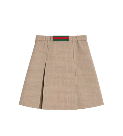 Kids Chevron Wool Skirt Brown/Cream