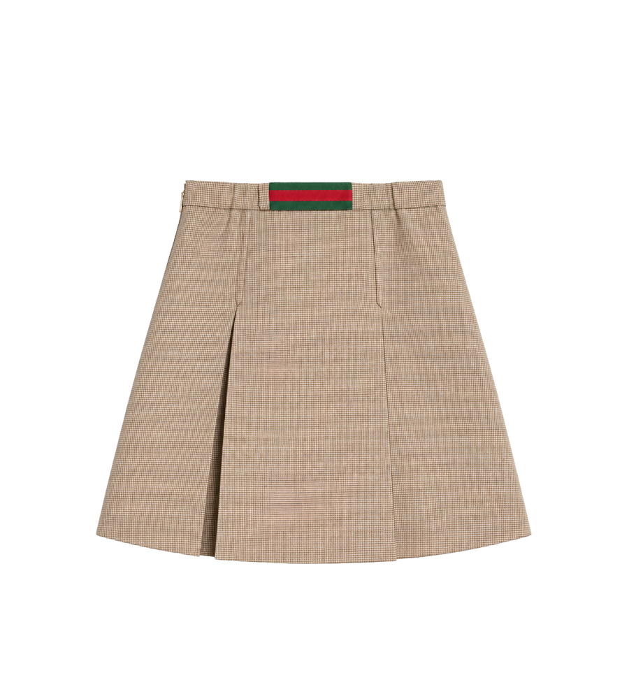 Kids Chevron Wool Skirt Brown/Cream