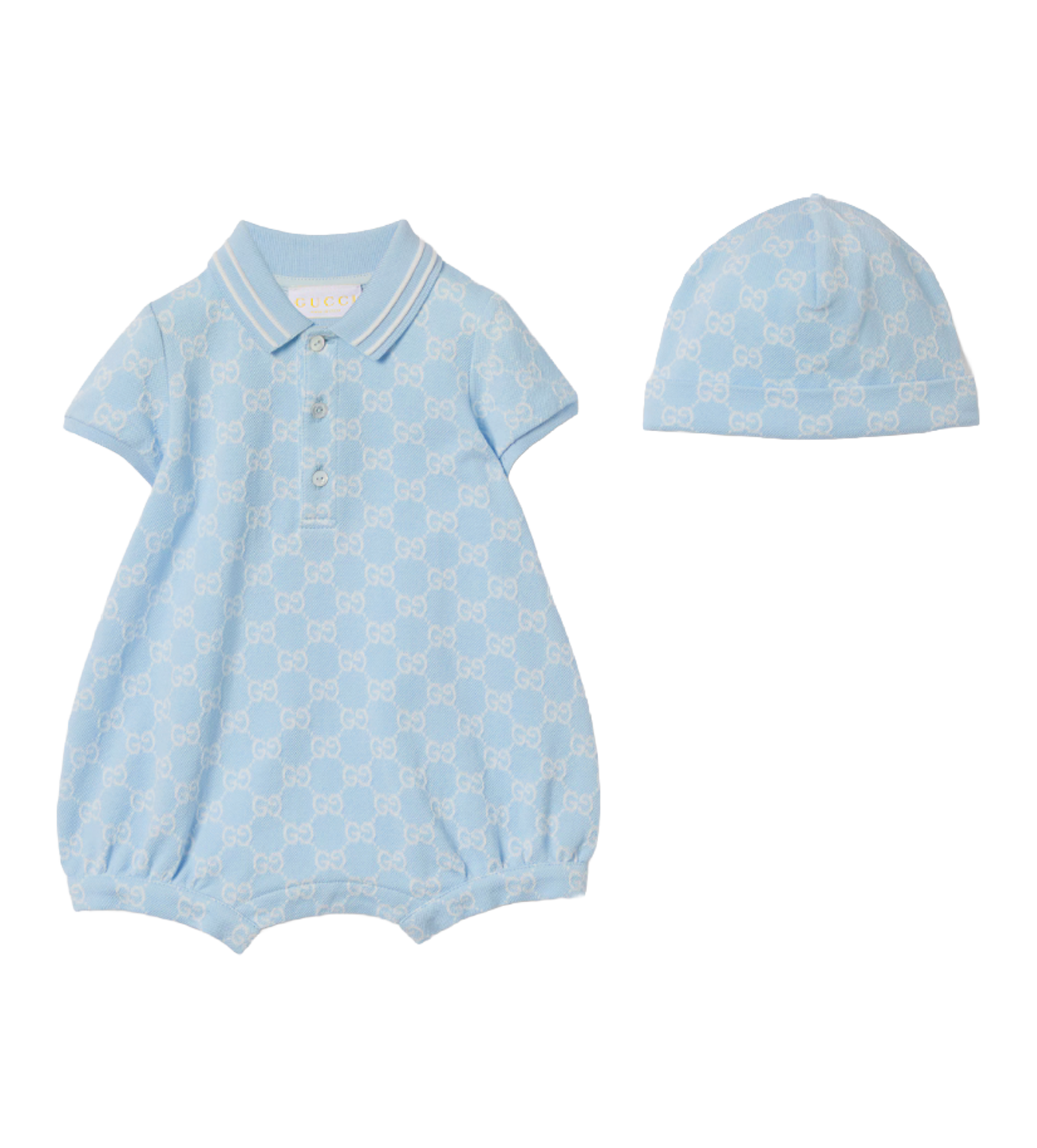 Gucci Tweedelige babycadeauset van GG-katoen in blauw