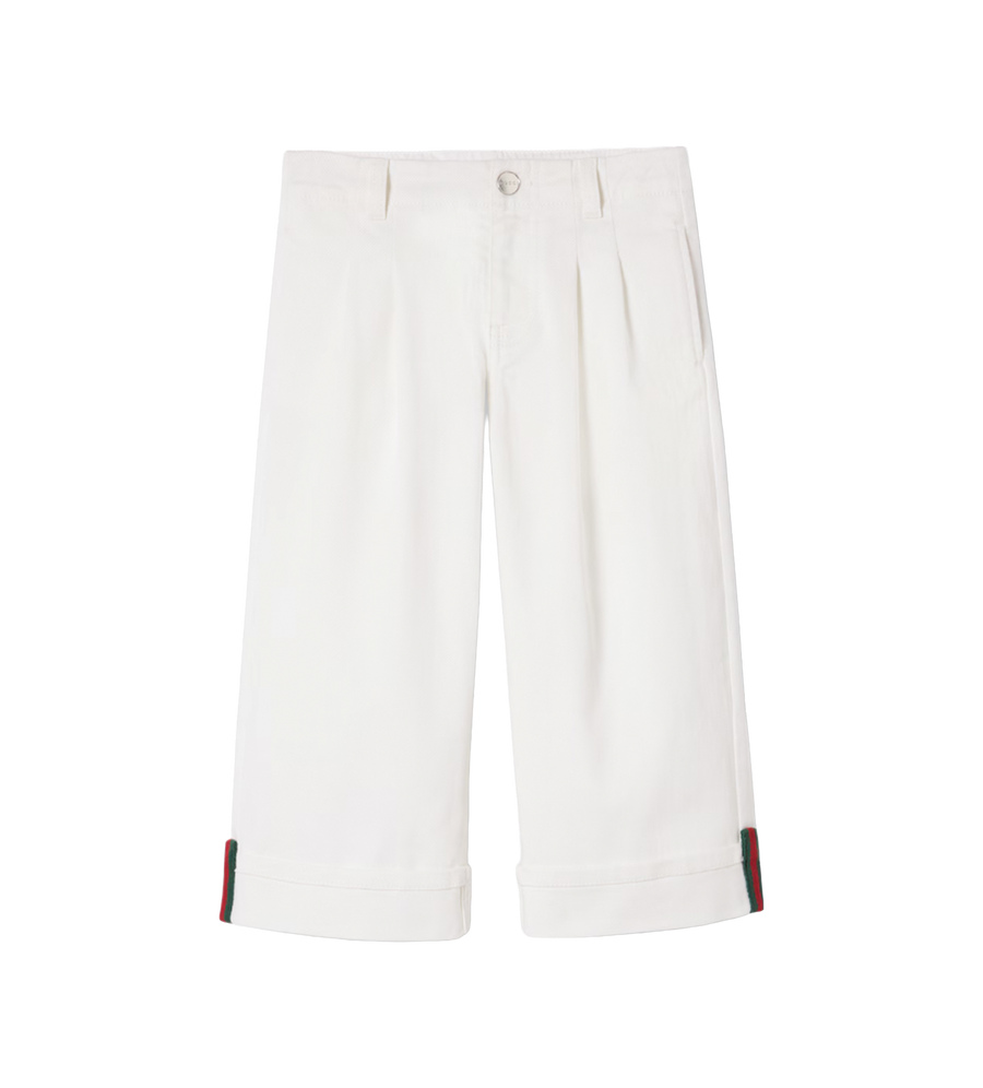 Gucci Children’s Denim Pants With Web in White
