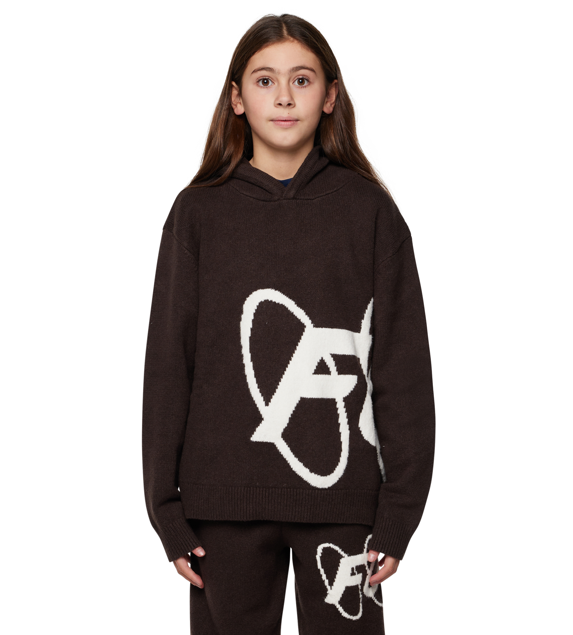 Big Circles Knitted Hoodie Brown