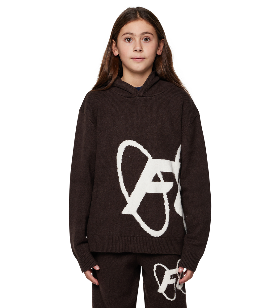 Big Circles Knitted Hoodie Brown