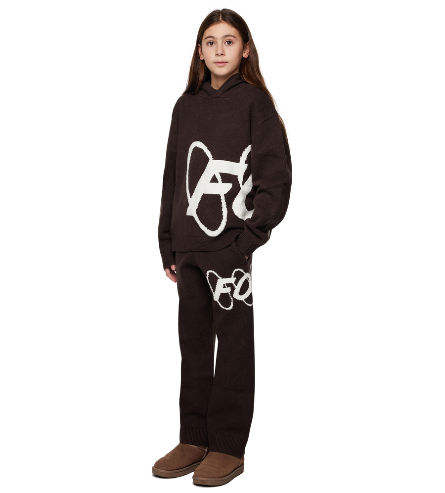 Big Circles Knitted Hoodie Brown