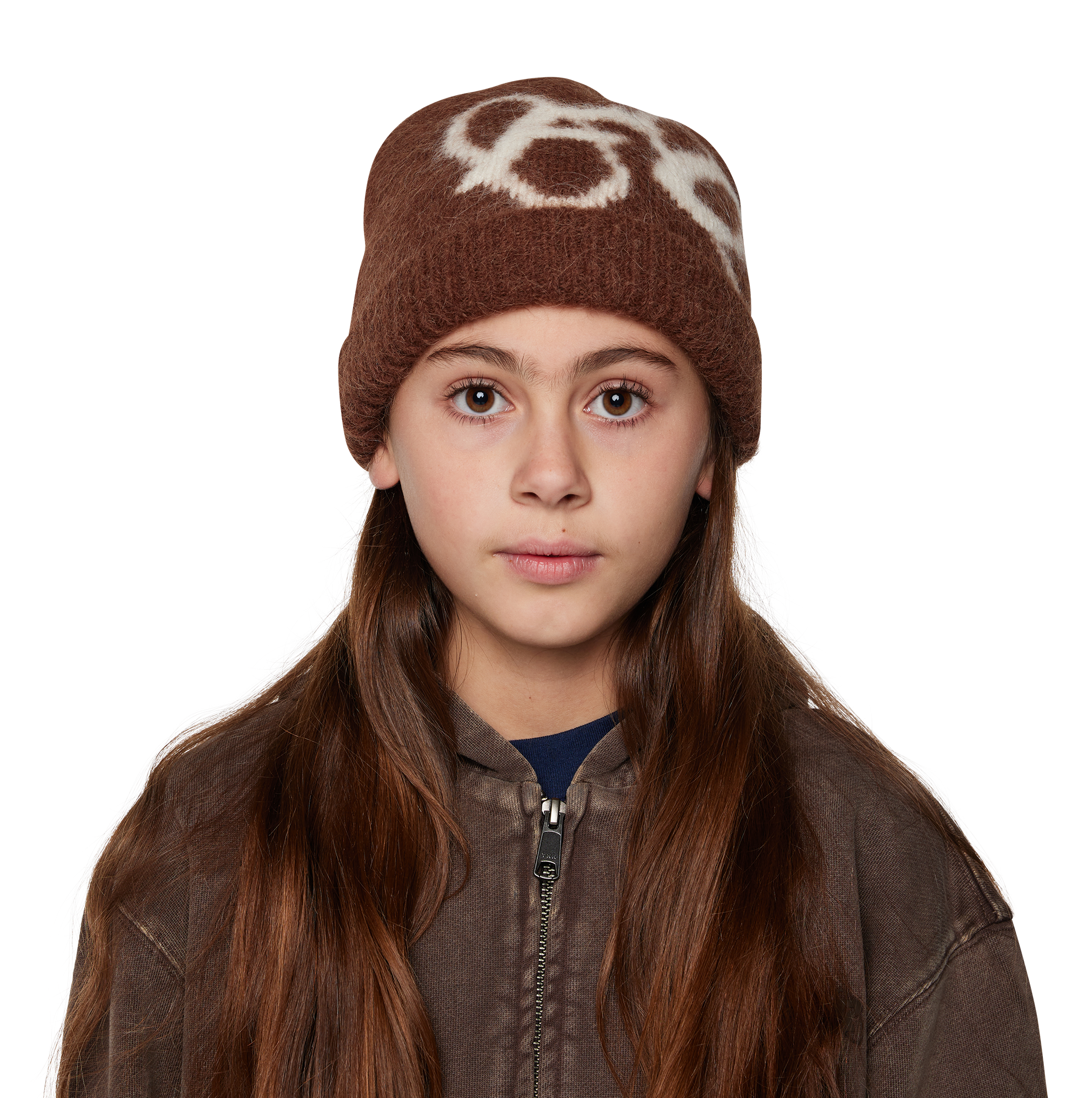 Big Circles Fluffy Beanie Brown