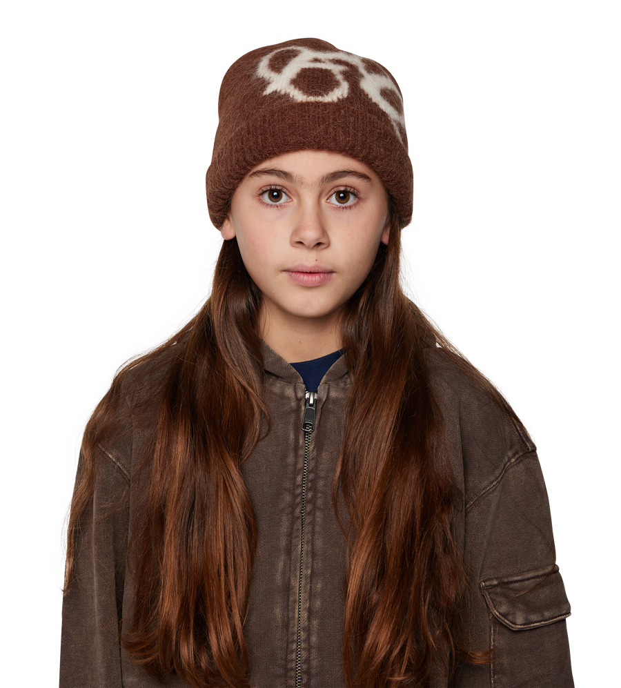 Big Circles Fluffy Beanie Brown