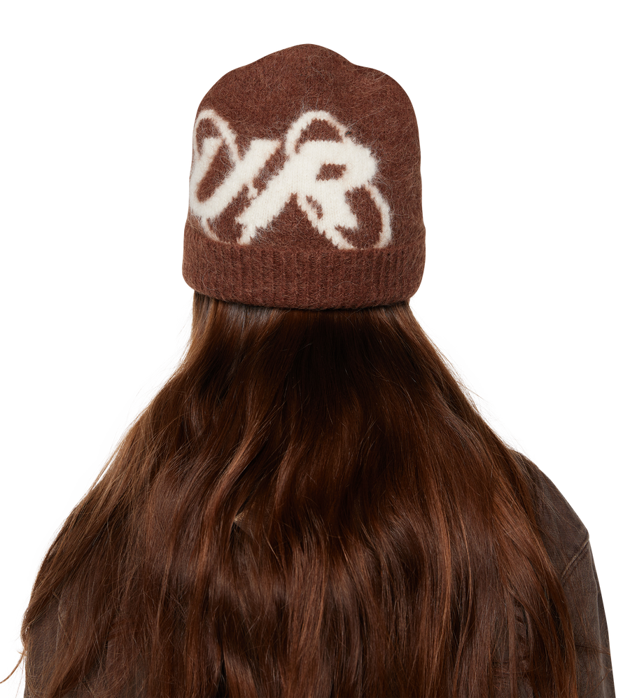 Big Circles Fluffy Beanie Brown