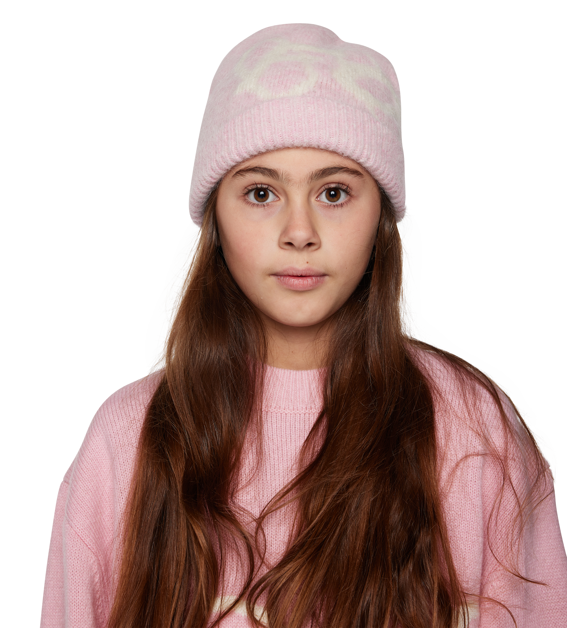 Big Circles Fluffy Beanie Soft Pink