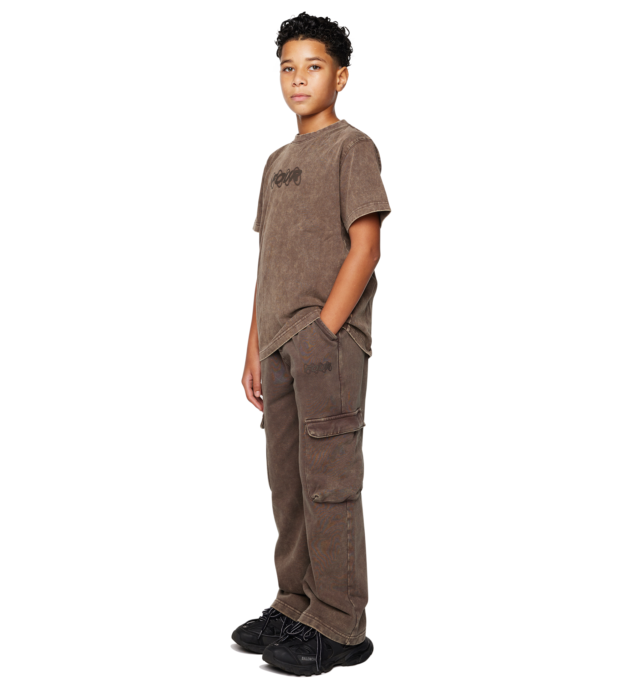 Circles Boxy T-Shirt Washed Brown