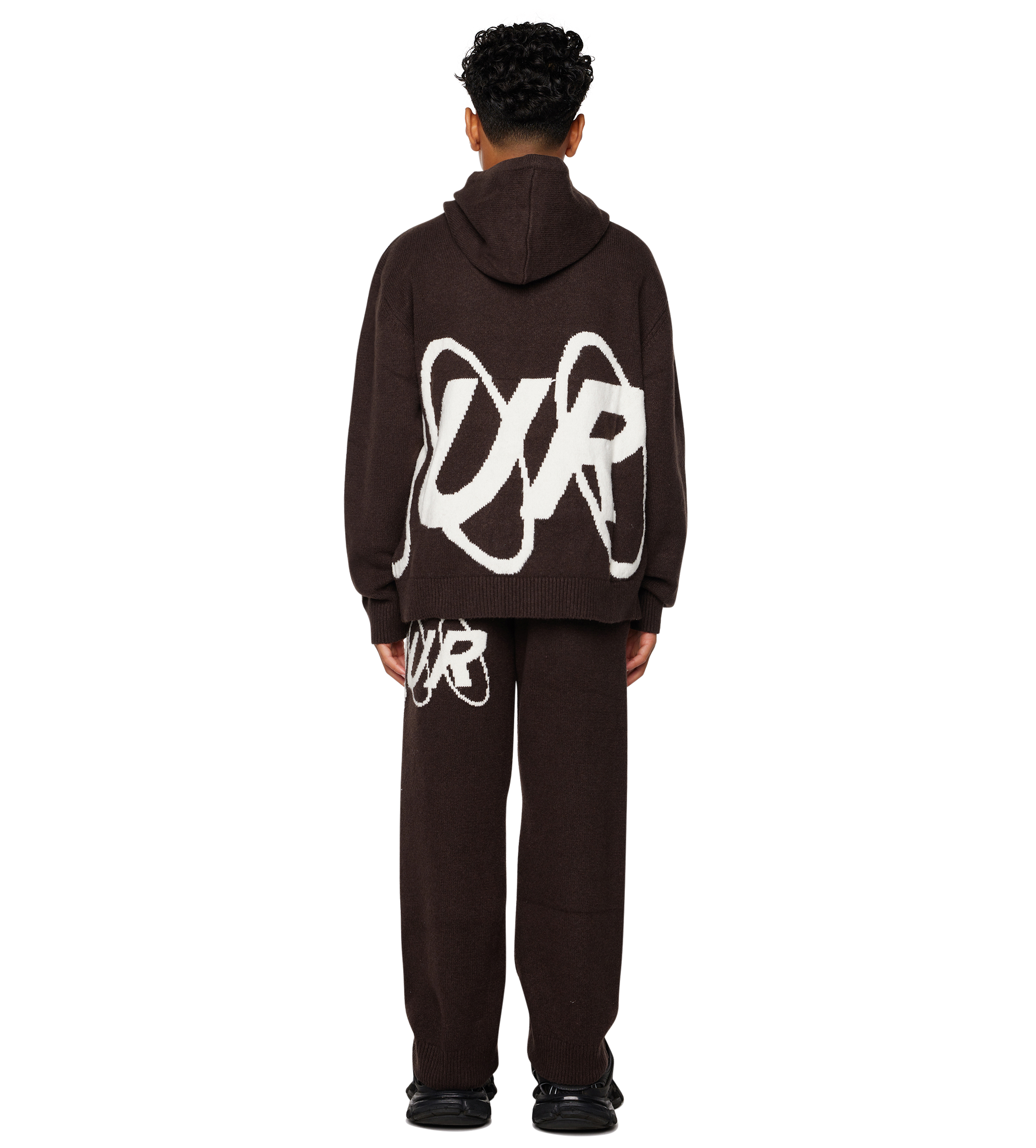 Big Circles Knitted Hoodie Brown