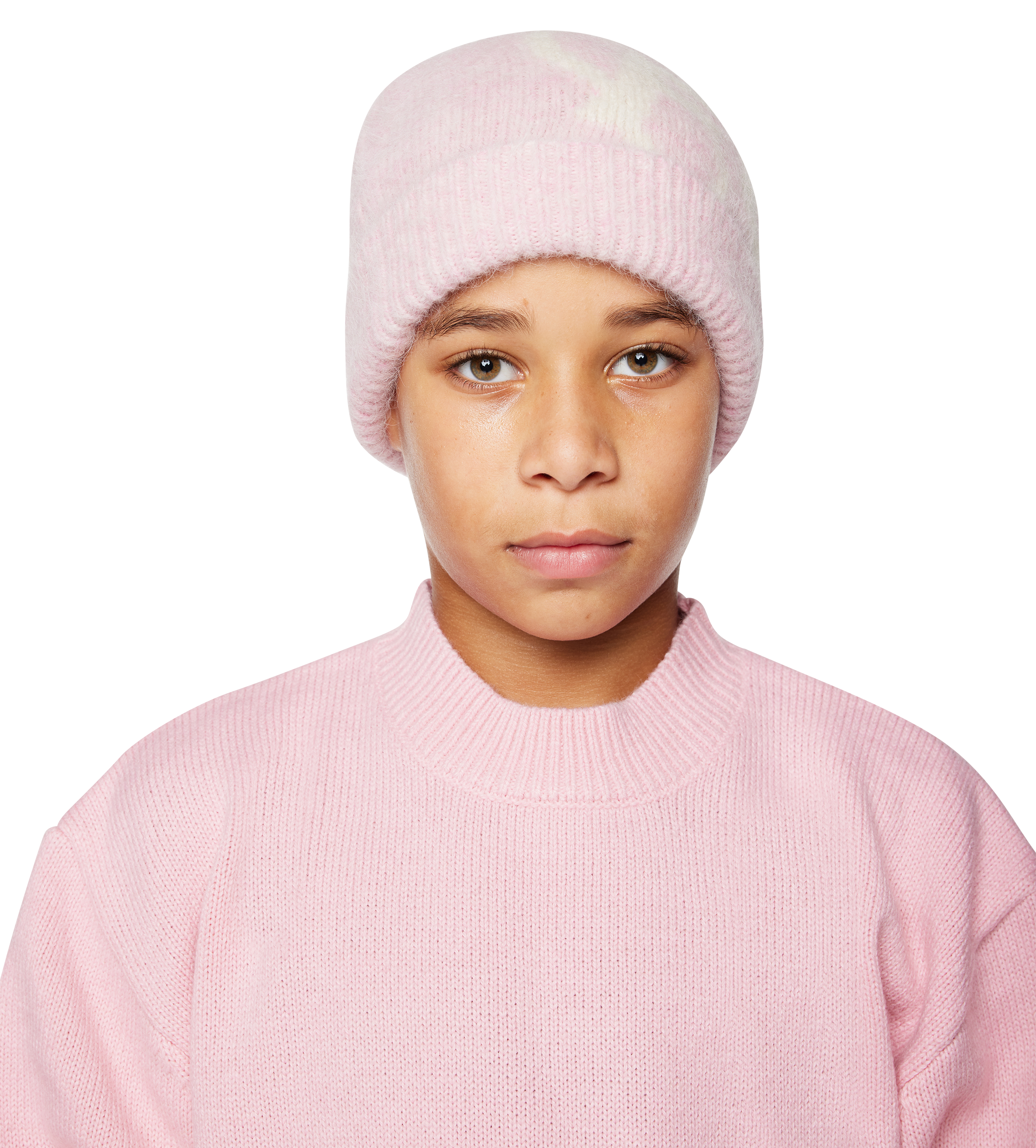 Big Circles Fluffy Beanie Soft Pink