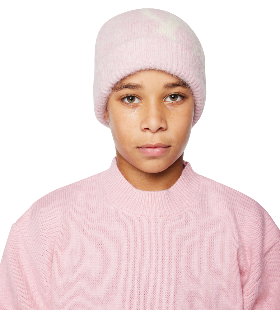 Big Circles Fluffy Beanie Soft Pink