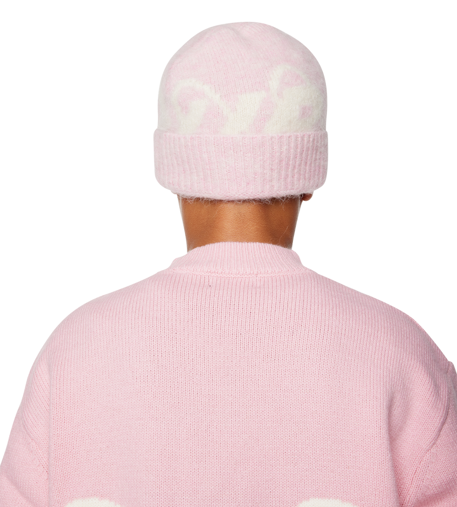 Big Circles Fluffy Beanie Soft Pink