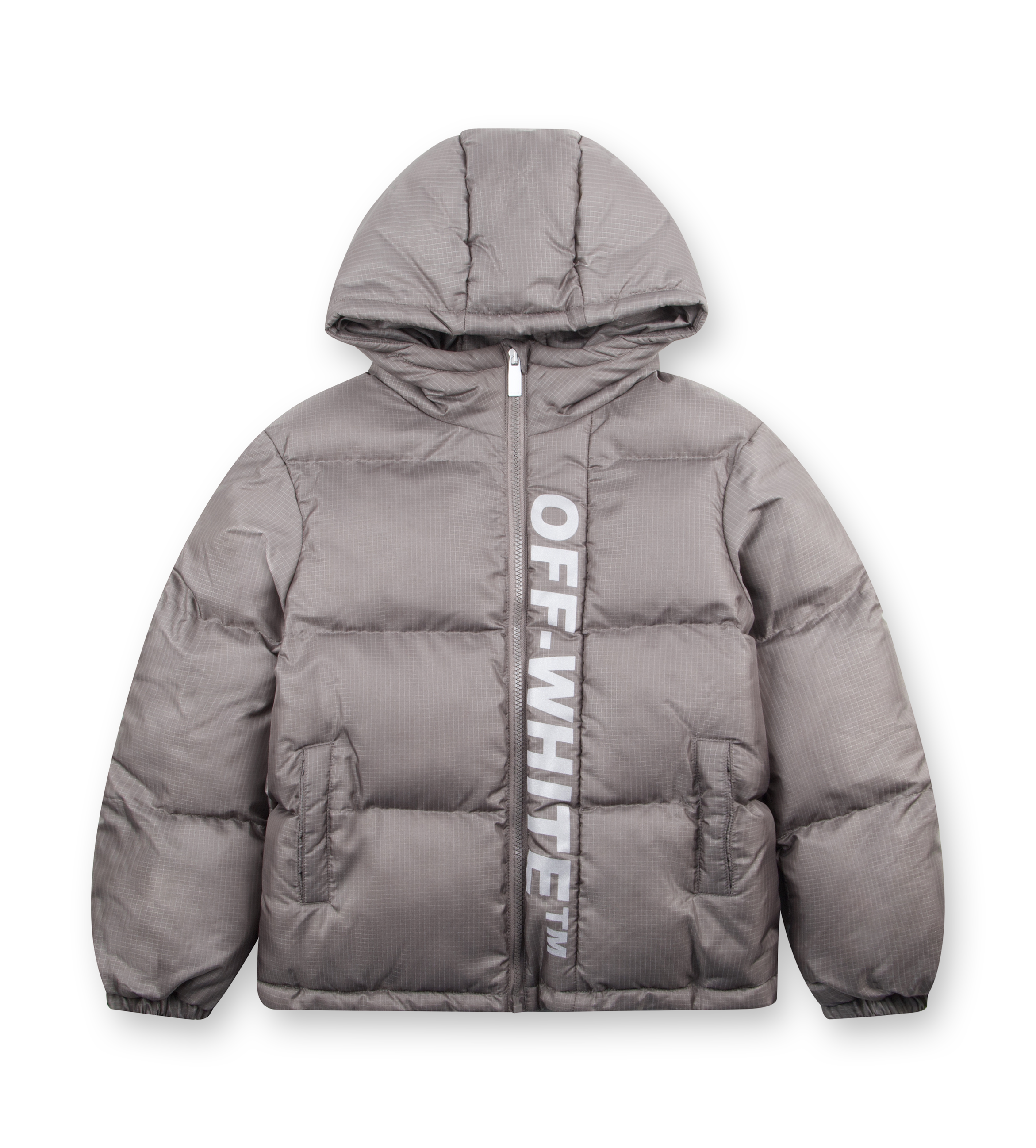 Off-White Ripstop Reflective Puffer Jacket in Dark Grey (Kids)