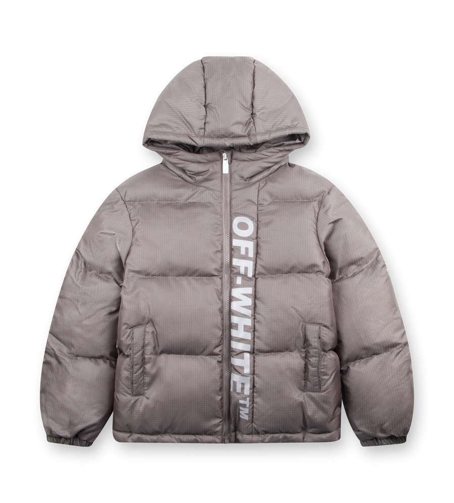 Off-White Ripstop Reflective Puffer Jacket in Dark Grey (Kids)