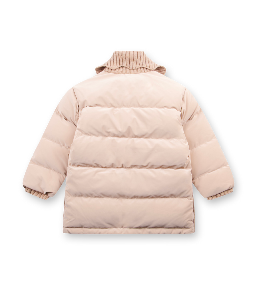 Chloé Logo Patch Tech Down Jacket in Beige (Kids)