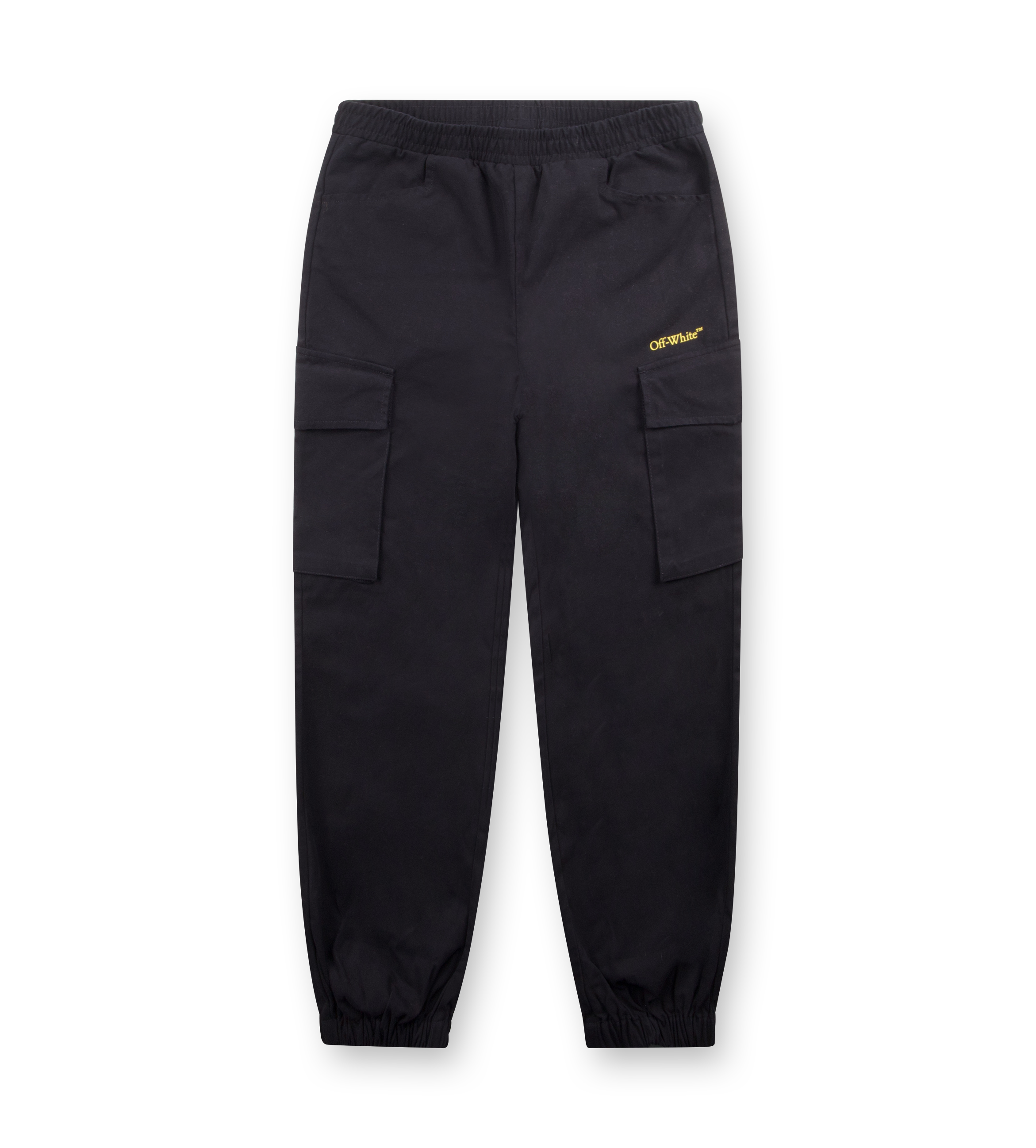 Off-White Diagonal Cargo Logo Pants in Black & Yellow (Kids)
