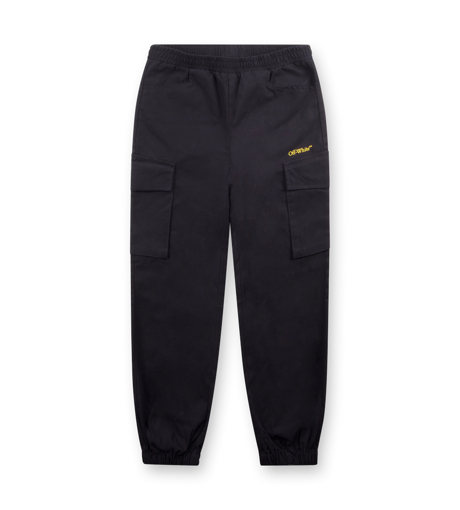 Off-White Diagonal Cargo Logo Pants in Black & Yellow (Kids)