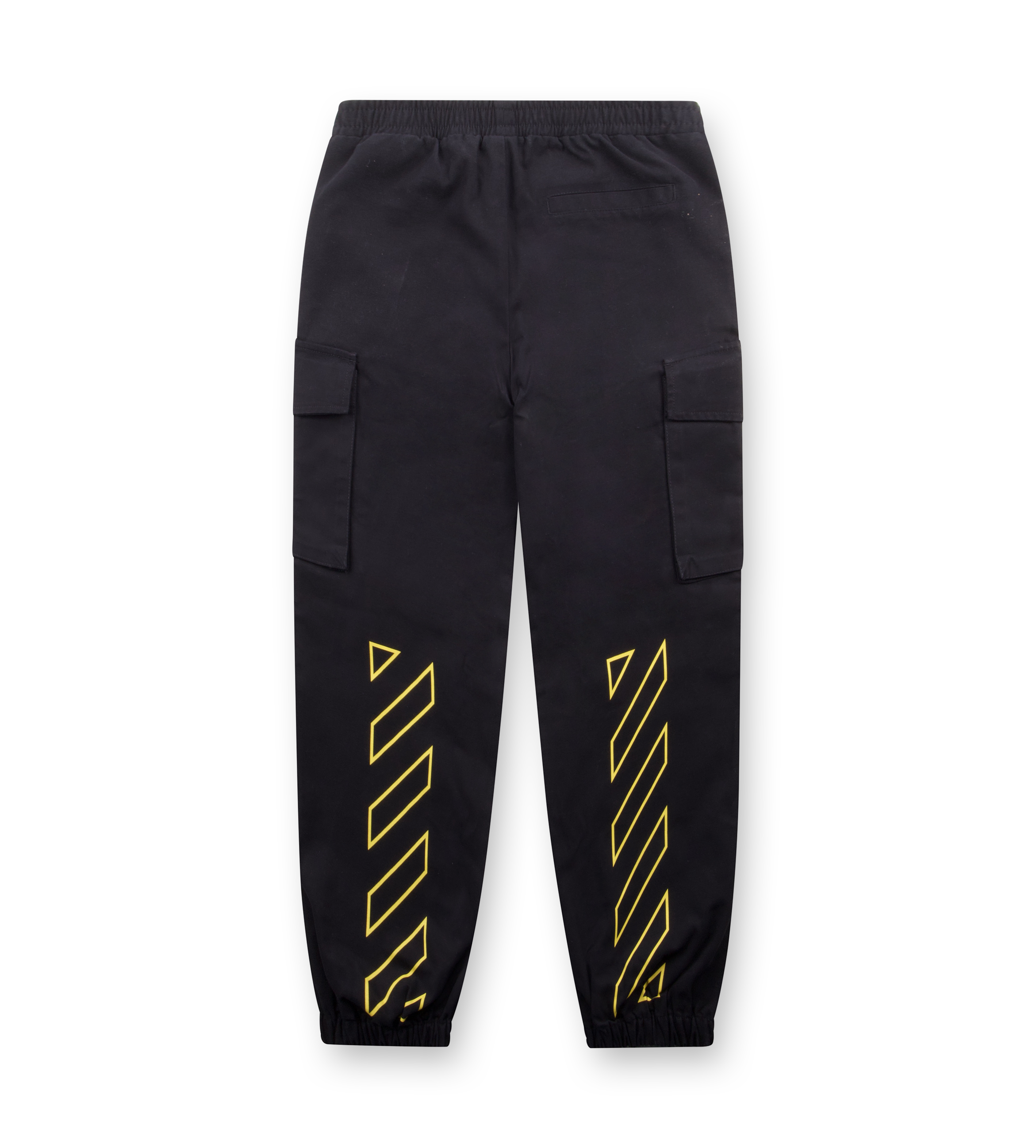 Off-White Diagonal Cargo Logo Pants in Black & Yellow (Kids)