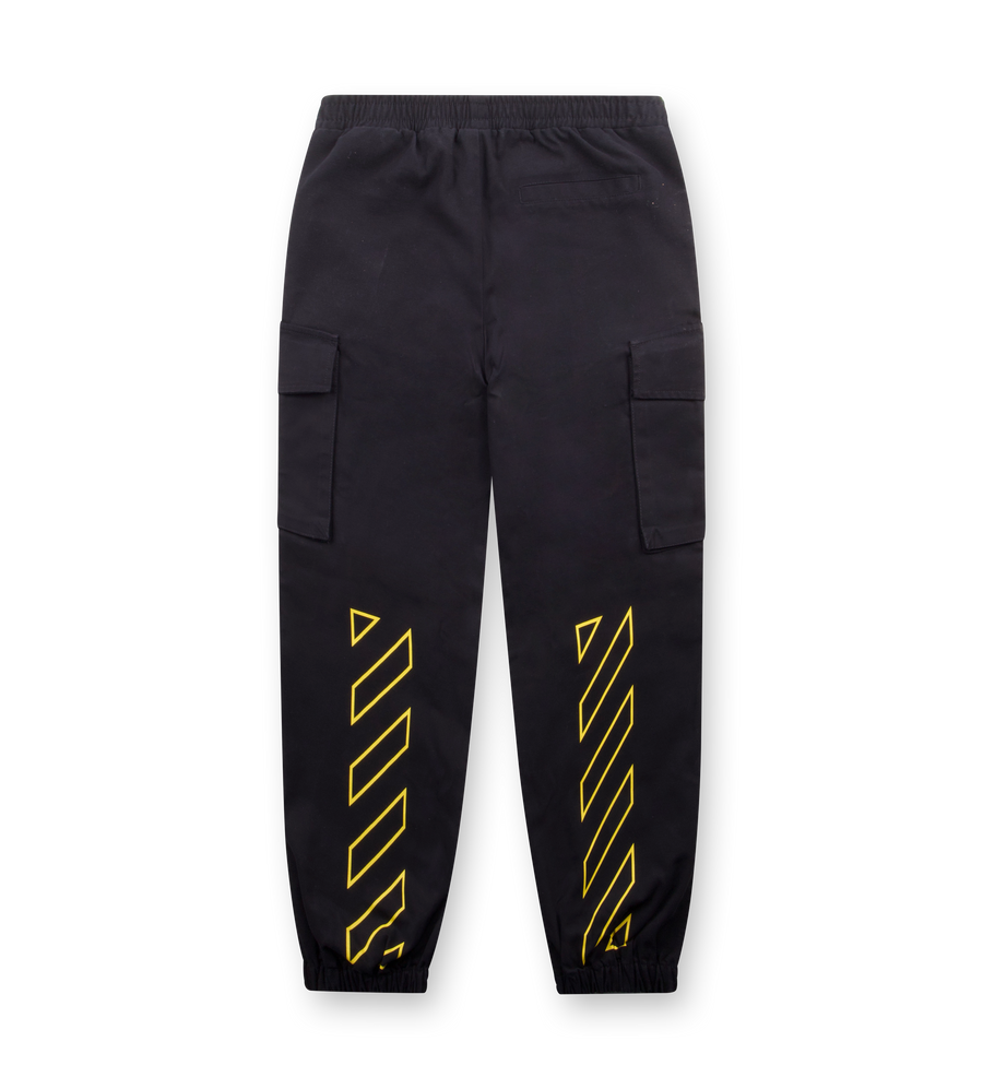 Off-White Diagonal Cargo Logo Pants in Black & Yellow (Kids)
