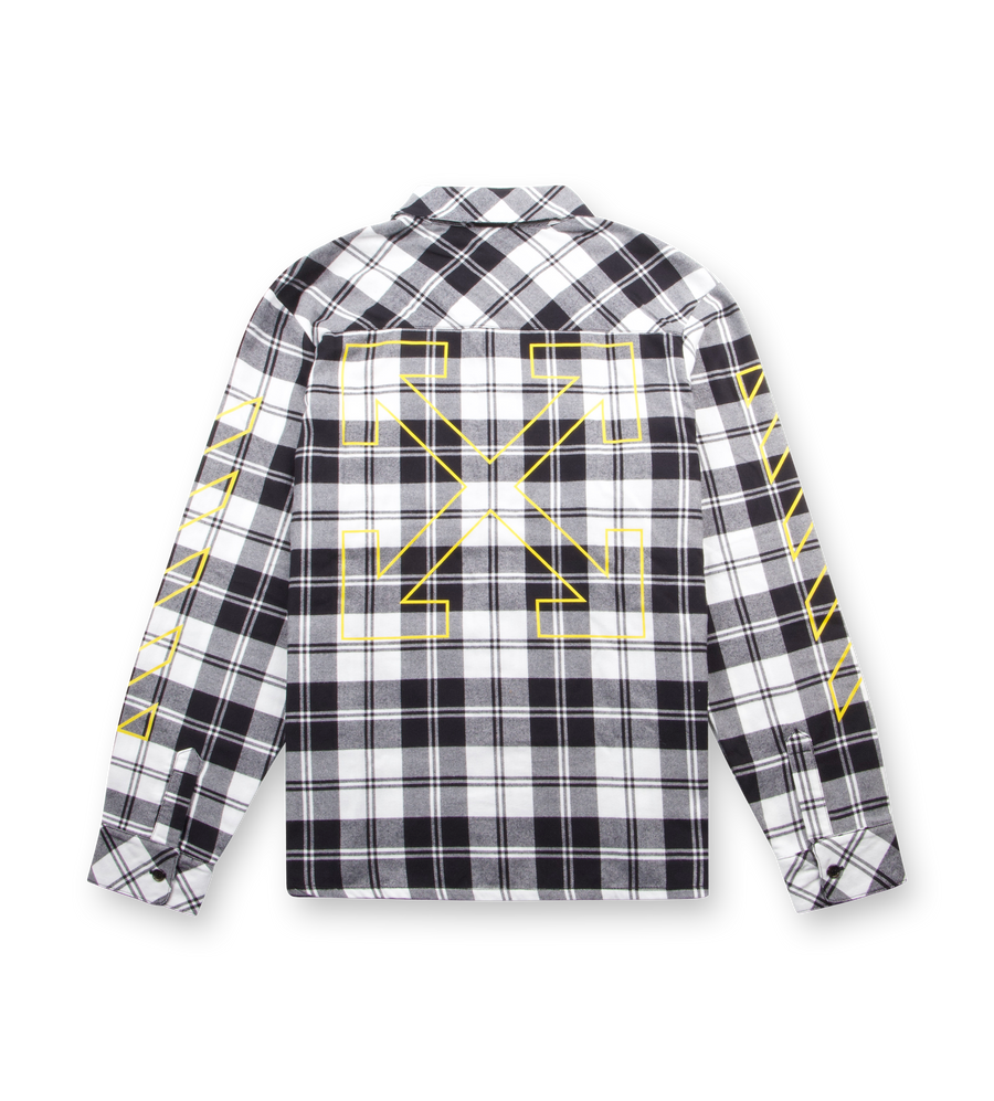 Off-White Diagonal Flannel Shirt in Black & White (Kids)