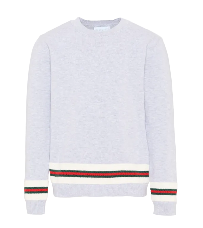 Gucci Kids Gebreide trui met webstreep in grijs