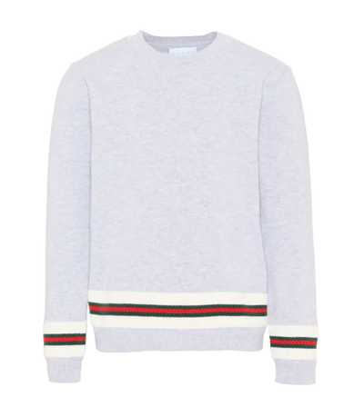Gucci Kids Gebreide trui met webstreep in grijs