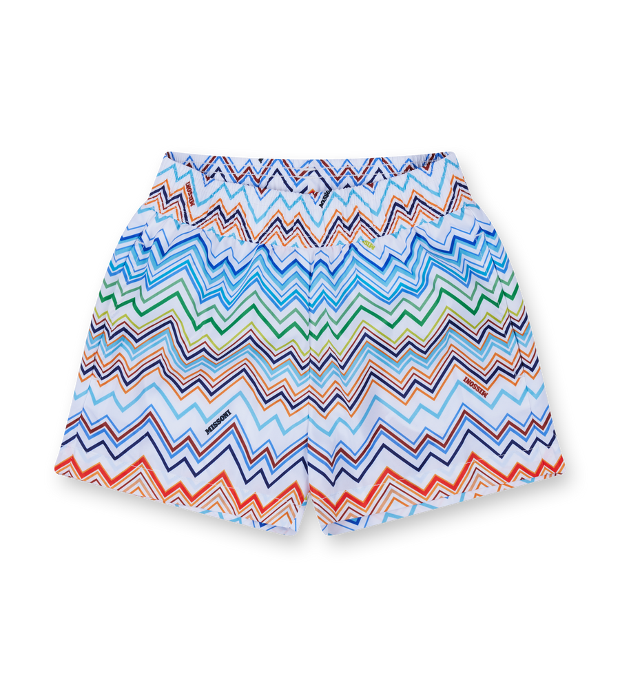 Missoni Kids Zigzag Swim Shorts in White