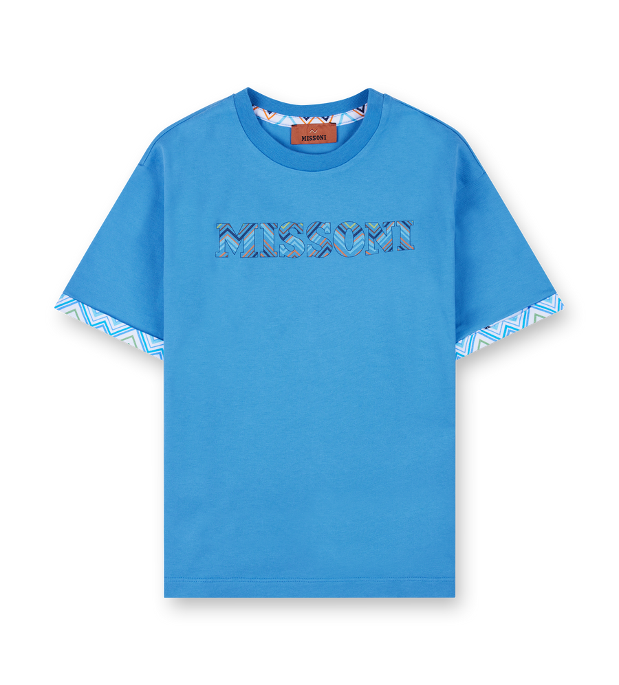 Missoni Embroidered Logo T-Shirt in Blue