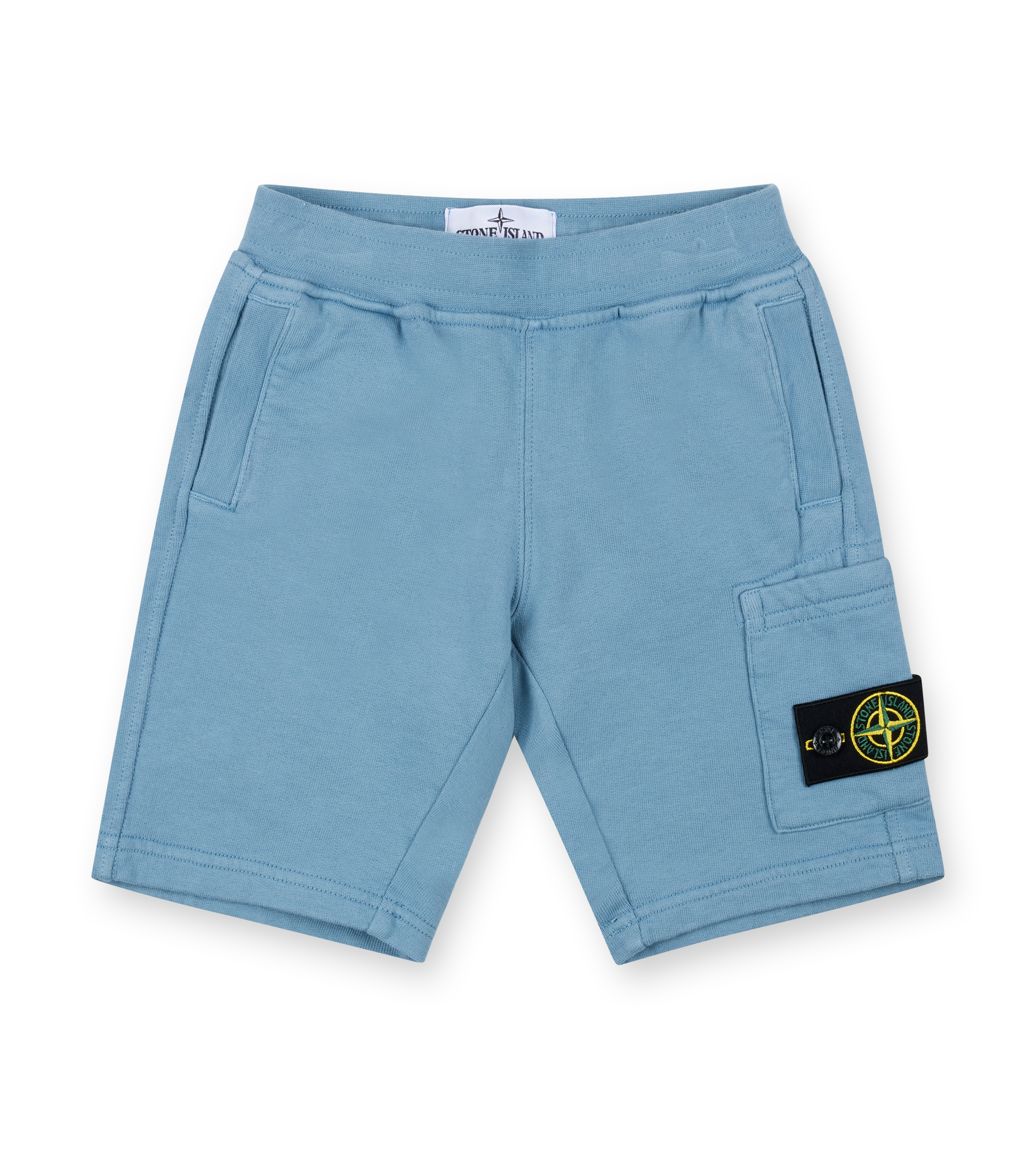 Stone Island Organic Cotton Fleece Jogger Shorts - Powder Blue (Kids)