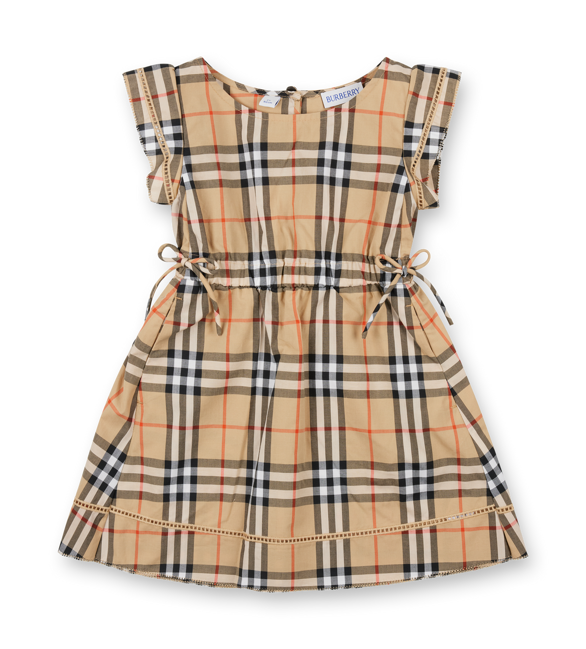 Baby Geruite katoenen jurk in zandbeige