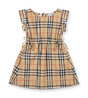 Baby Check Cotton Dress in Sand Beige
