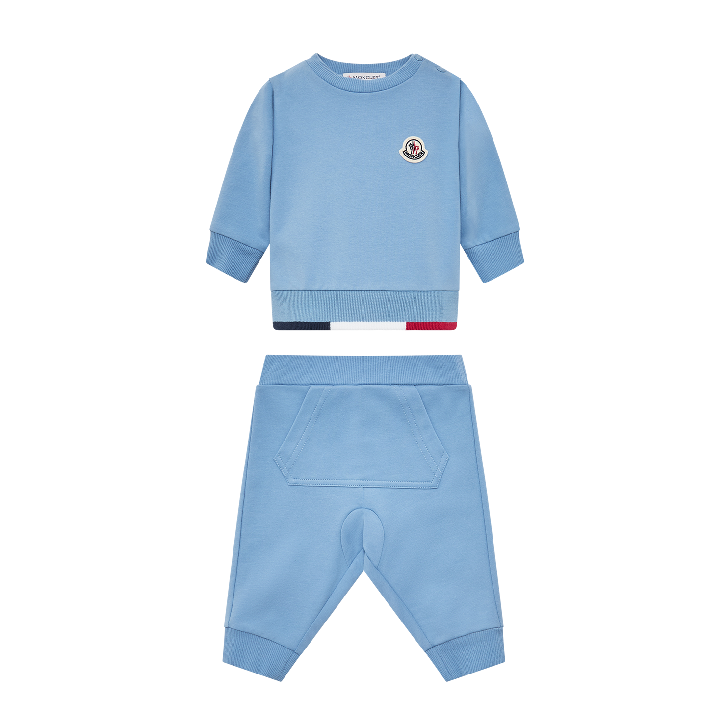 Moncler Tricolour-Trimmed Cotton Tracksuit Set in Light Blue (Baby)