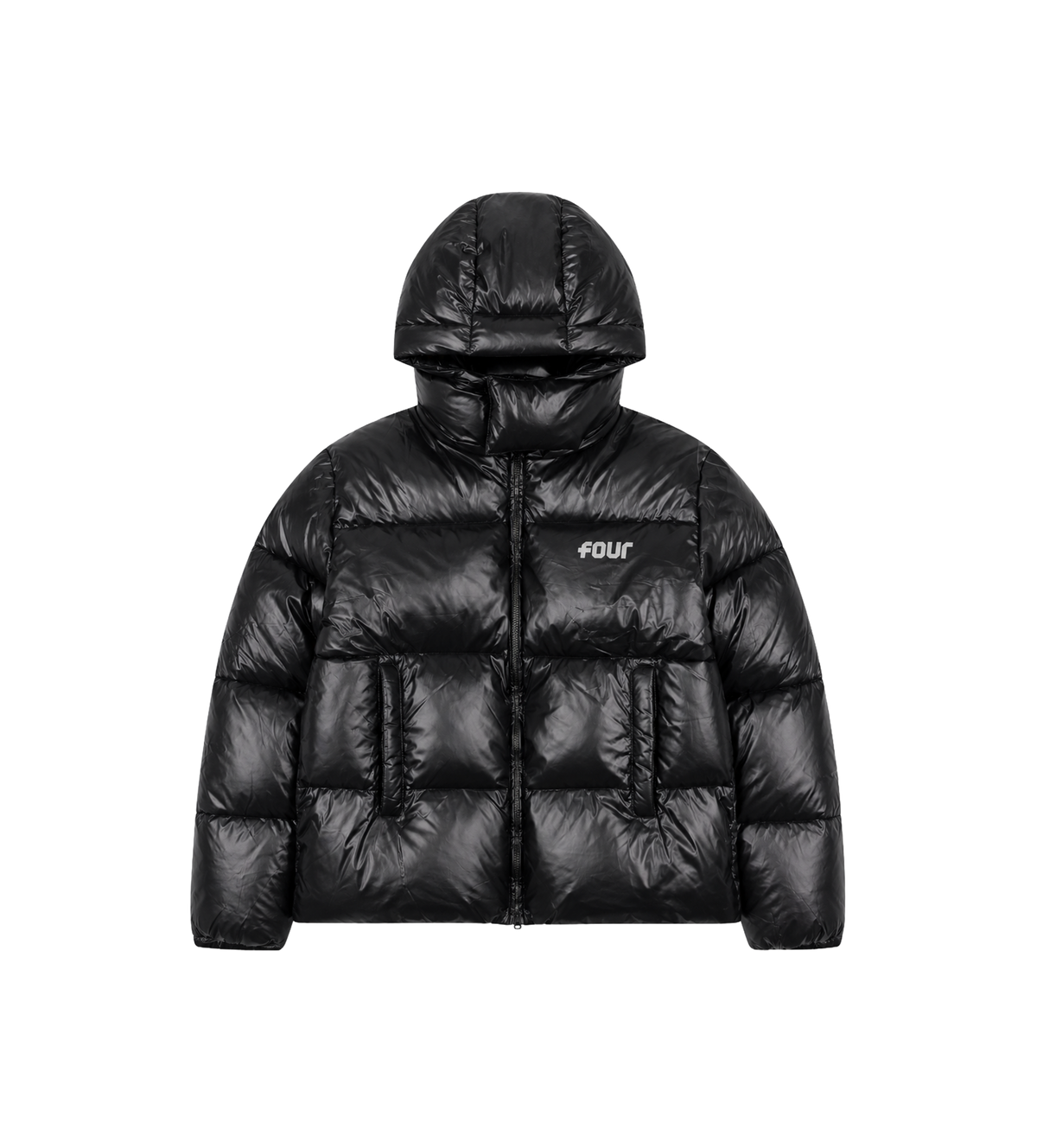 Logo Long Puffer Jacket Black