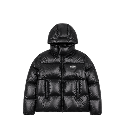 Logo Long Puffer Jacket Black