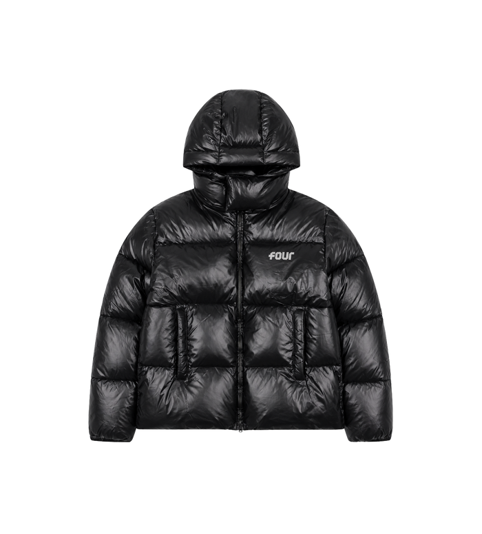 Logo Long Puffer Jacket Black