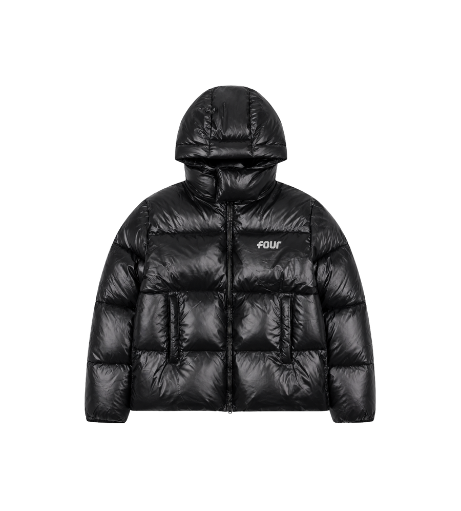 Logo Long Puffer Jacket Black