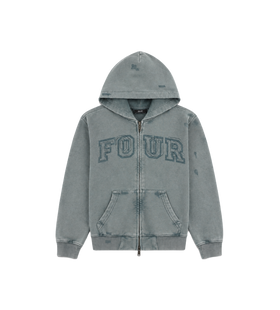 Arch Zip Up Hoodie Washed Grijs