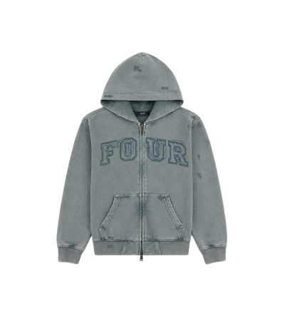 Arch Zip Up Hoodie Washed Grijs