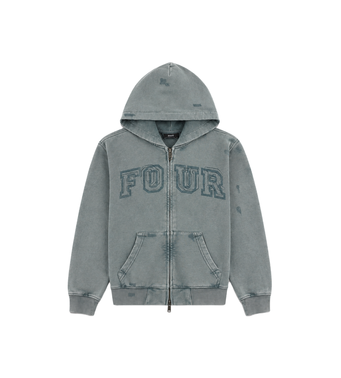 Arch Zip Up Hoodie Washed Grijs